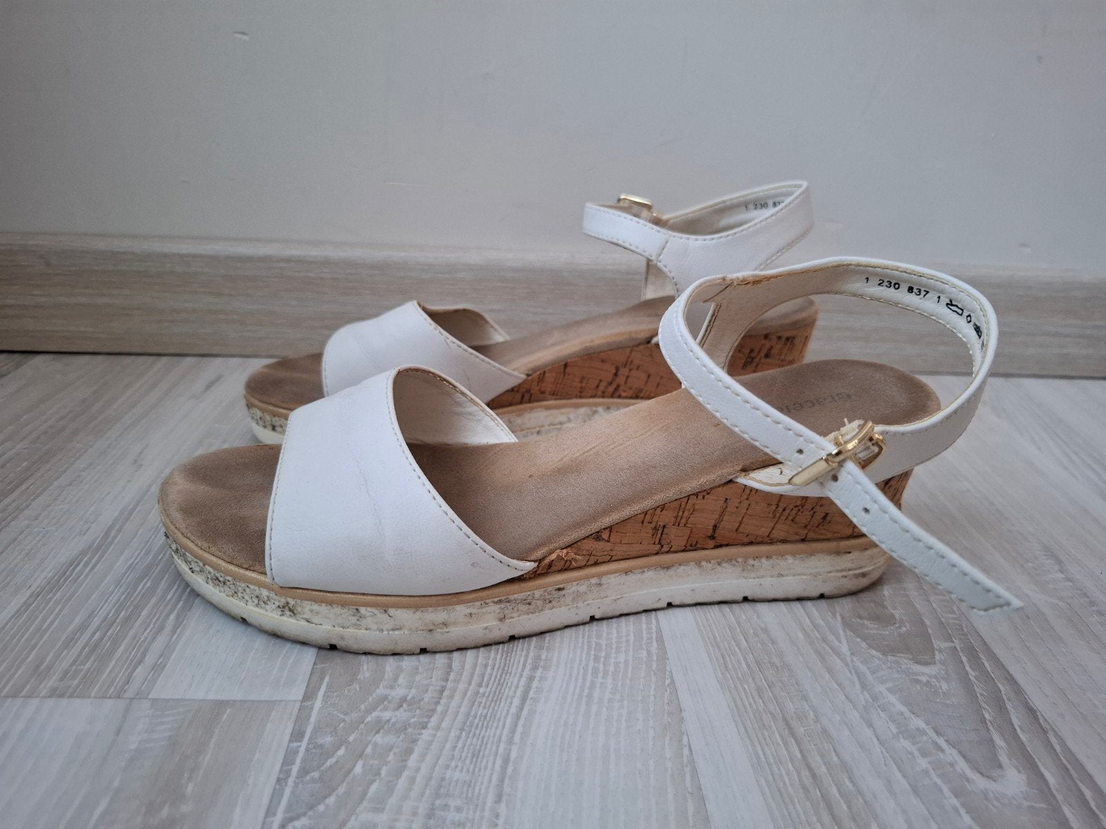 Witte Graceland sandalen met sleehak, maat 37, Wit, Graceland, Gedragen, Sandalen of Muiltjes