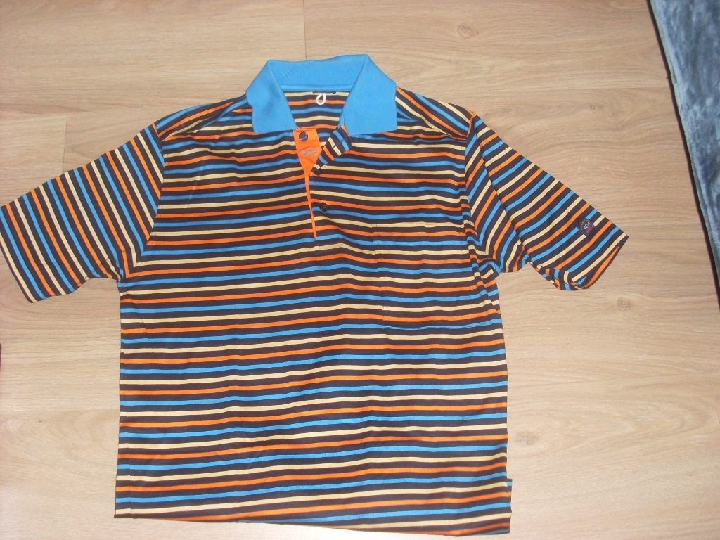 paul & shark polo L blauw groen oranje, Kleding | Heren, Polo's, Verzenden, Zo goed als nieuw, Blauw