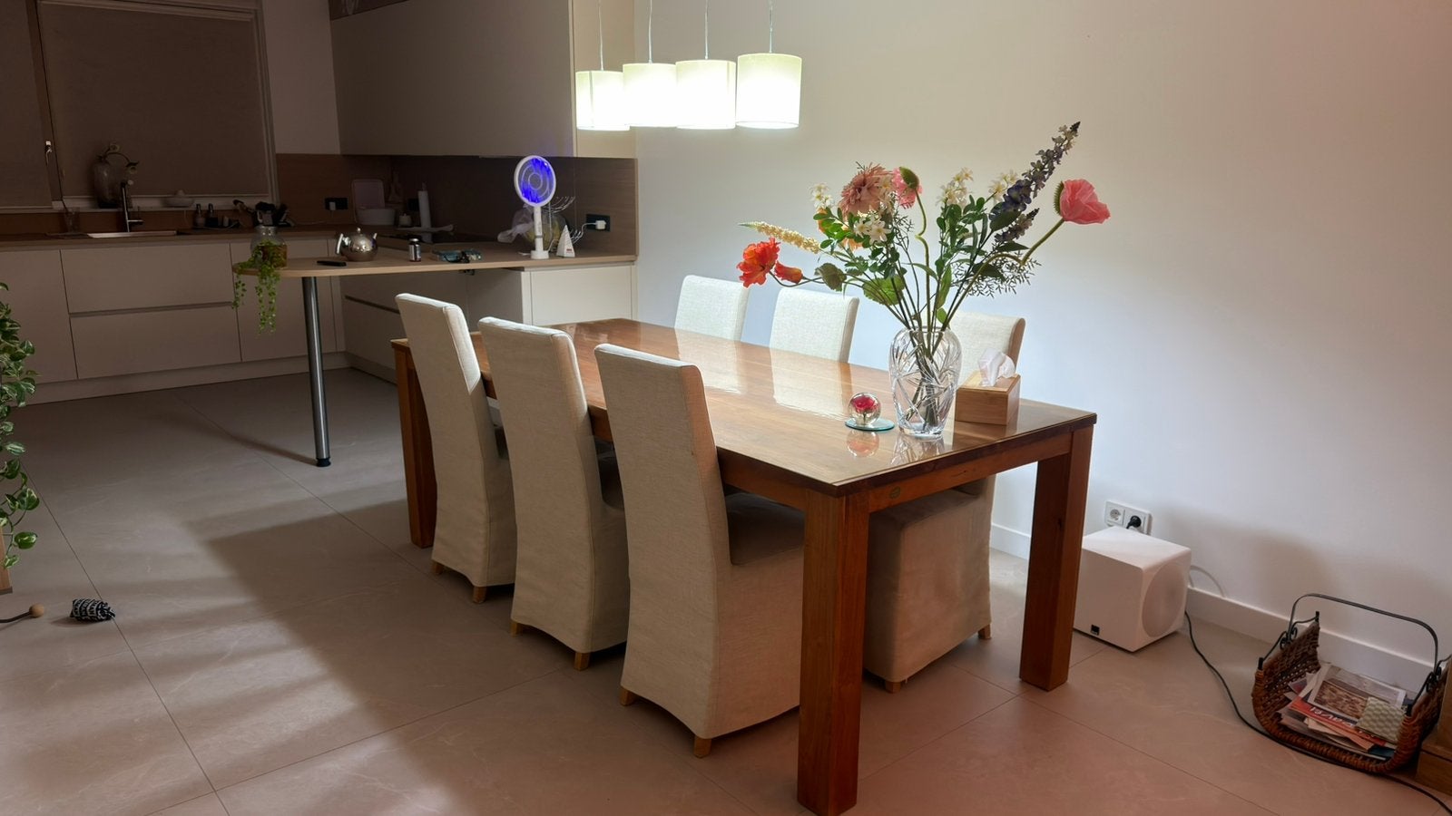Eetkamer tafel, eventueel inclusief stoelen, Ophalen, Gebruikt, Teakhout, 200 cm of meer