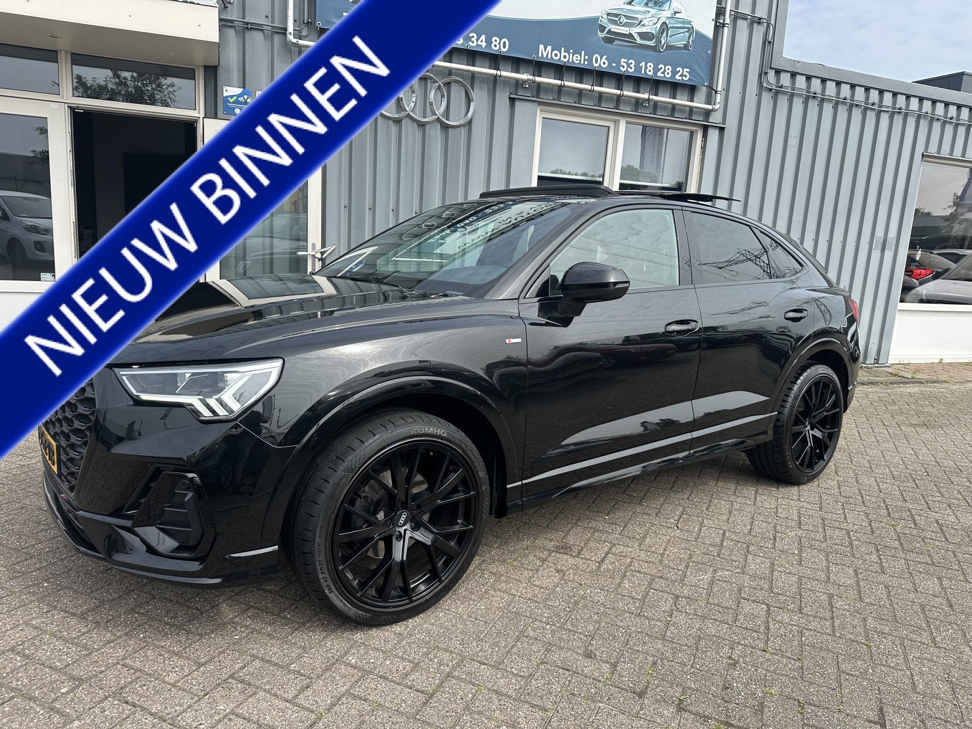 Audi Q3 Sportback 35 TFSI Pro 3x S Line panoramadak, Auto's, 4 cilinders, 1505 kg, Leder en Stof, Zwart