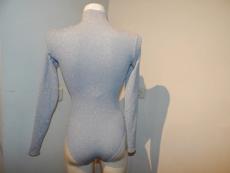 Wolford stretch body zilver glinster kolletje fijn kabeltjeS, Verzenden, Zo goed als nieuw, Wolford, Lange mouw