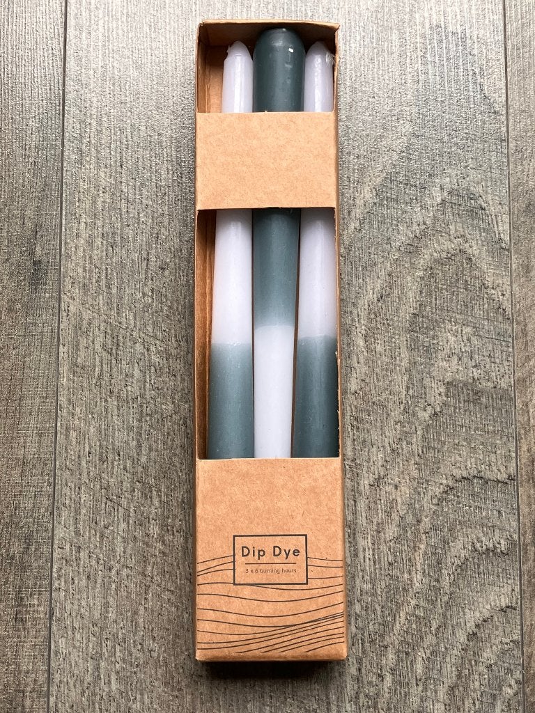 Dip Dye set van 3 luxe dinerkaarsen 3 x 6 branduren (NIEUW), Overige materialen, Overige kleuren, Nieuw, Ophalen of Verzenden