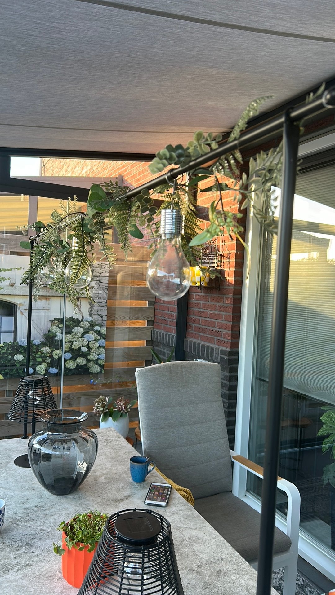 Tafel stang met 3 lampjes en groene slinger, Ophalen, Zo goed als nieuw