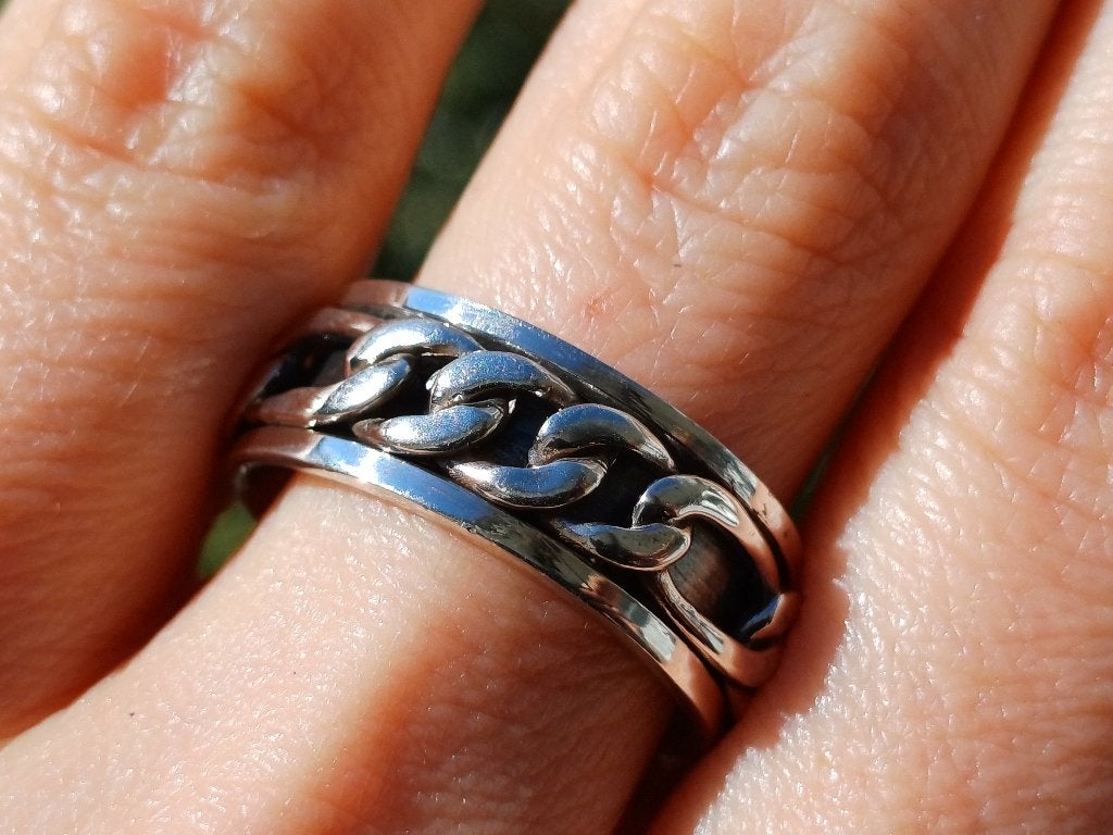 Vanoli 925 zilveren draai / spin ring unisex maat 19,25 21, Sieraden, Tassen en Uiterlijk, Vanoli, 20 of groter, Amsterdam, Nieuw