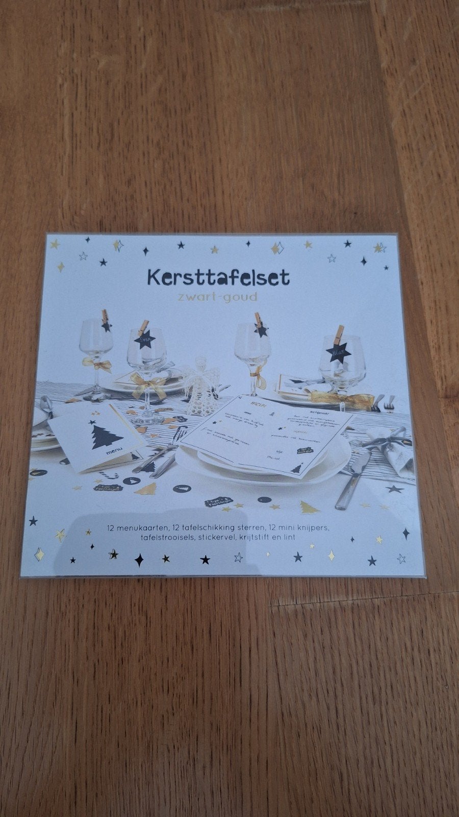 Kersttafelset zwart - goud nieuw in verpakking., Diversen, Ophalen of Verzenden, Nieuw