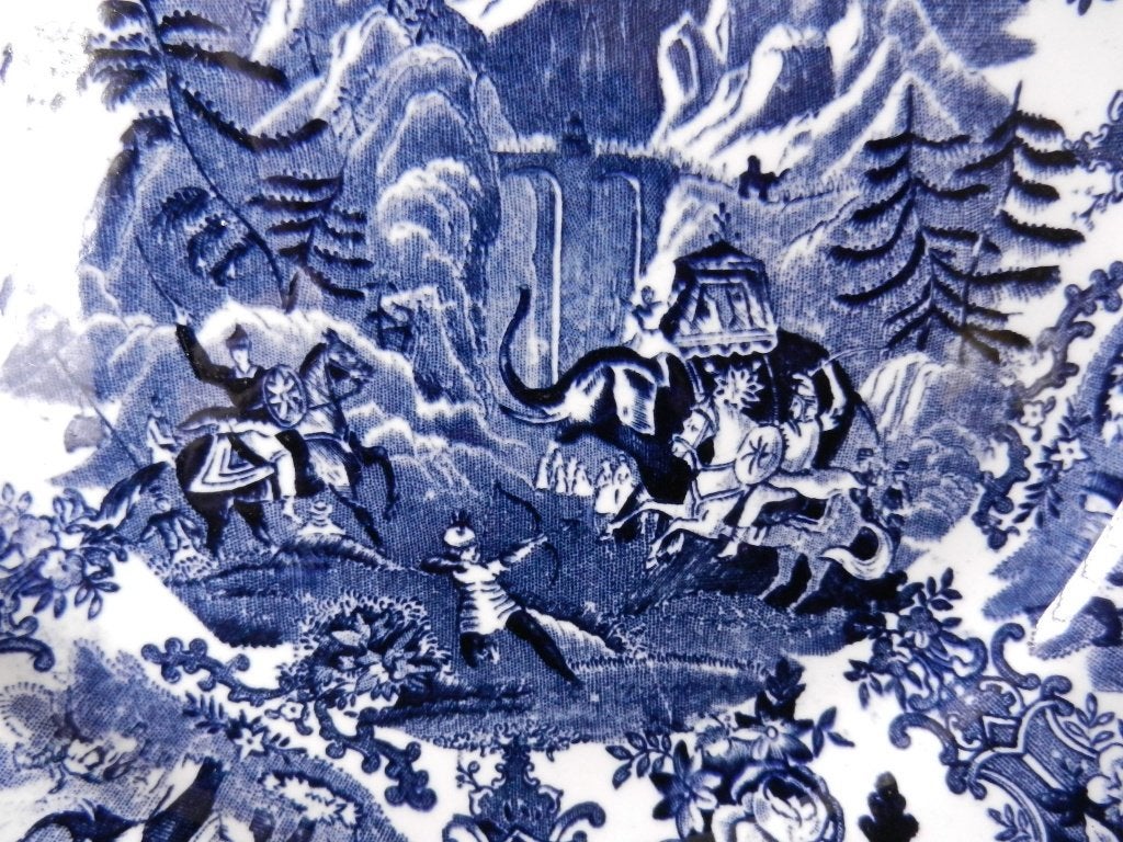 Aardewerk bord blauw decor Hannibal Soc Ceramique Maastricht, Ophalen of Verzenden