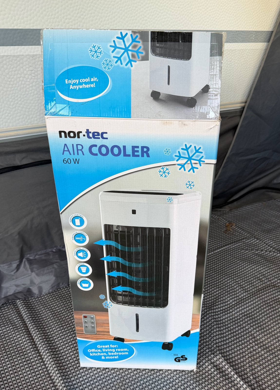 Nor-tec 60w mobiele air cooler, Minder dan 60 m³, Ventileren, 3 snelheden of meer, Ophalen of Verzenden