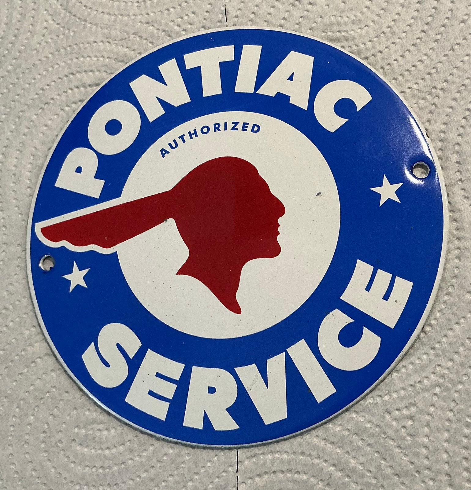 Emaille deurpostje PONTIAC, Verzamelen, Ophalen of Verzenden, Reclamebord