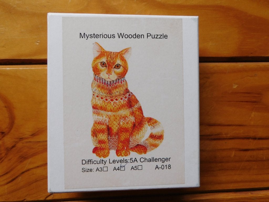 Houten Puzzel Kat A5 formaat Challenger, Ophalen of Verzenden, Minder dan 500 stukjes, Zo goed als nieuw, Legpuzzel