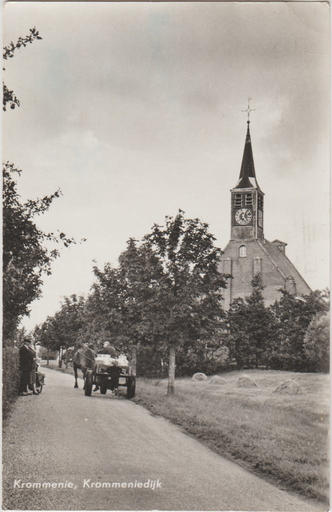 krommeniedijk krommenie paard + wagen kerk landschap natuur, Ophalen of Verzenden, 1940 tot 1960, Gelopen, Gelderland