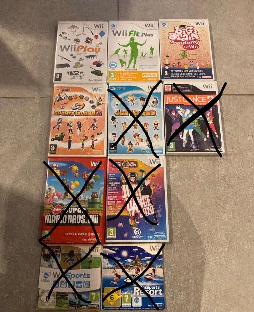 Wii Spellen Bundel: Mario, Just Dance, Sports & Meer!, Spelcomputers en Games, Gebruikt, Overige genres, Eén computer, Ophalen of Verzenden