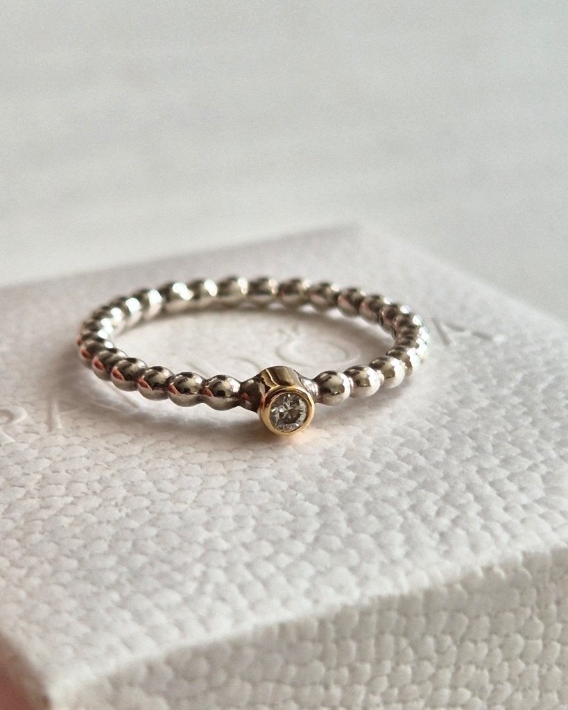 Pandora Diamant ring met 14k 585 goud, Ophalen of Verzenden, Zo goed als nieuw, 17 tot 18, Dame