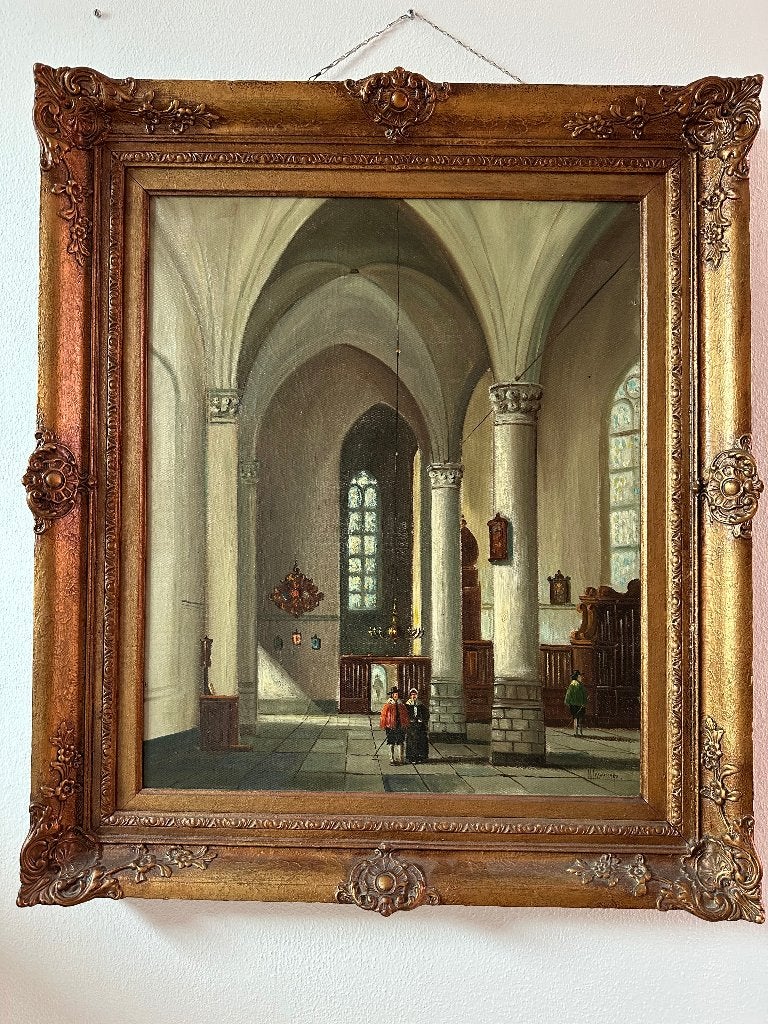Schilderij Albert Torringa Sint Bavo Haarlem, Antiek en Kunst, Kunst | Schilderijen | Klassiek, Doek, Olieverf, Klassiek, Stads- / dorpsgezicht
