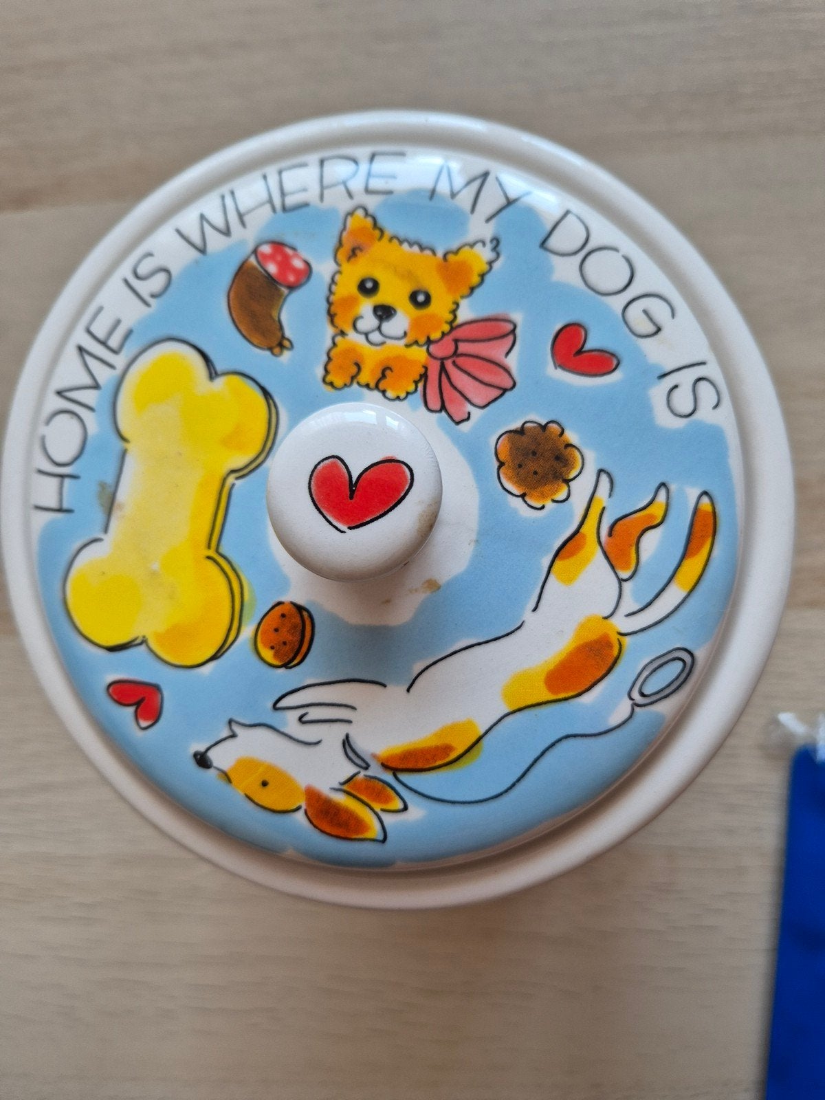 Blond Amsterdam koekjespot met hondenprint, Ophalen, Zo goed als nieuw, Meerkleurig, Steen/keramiek