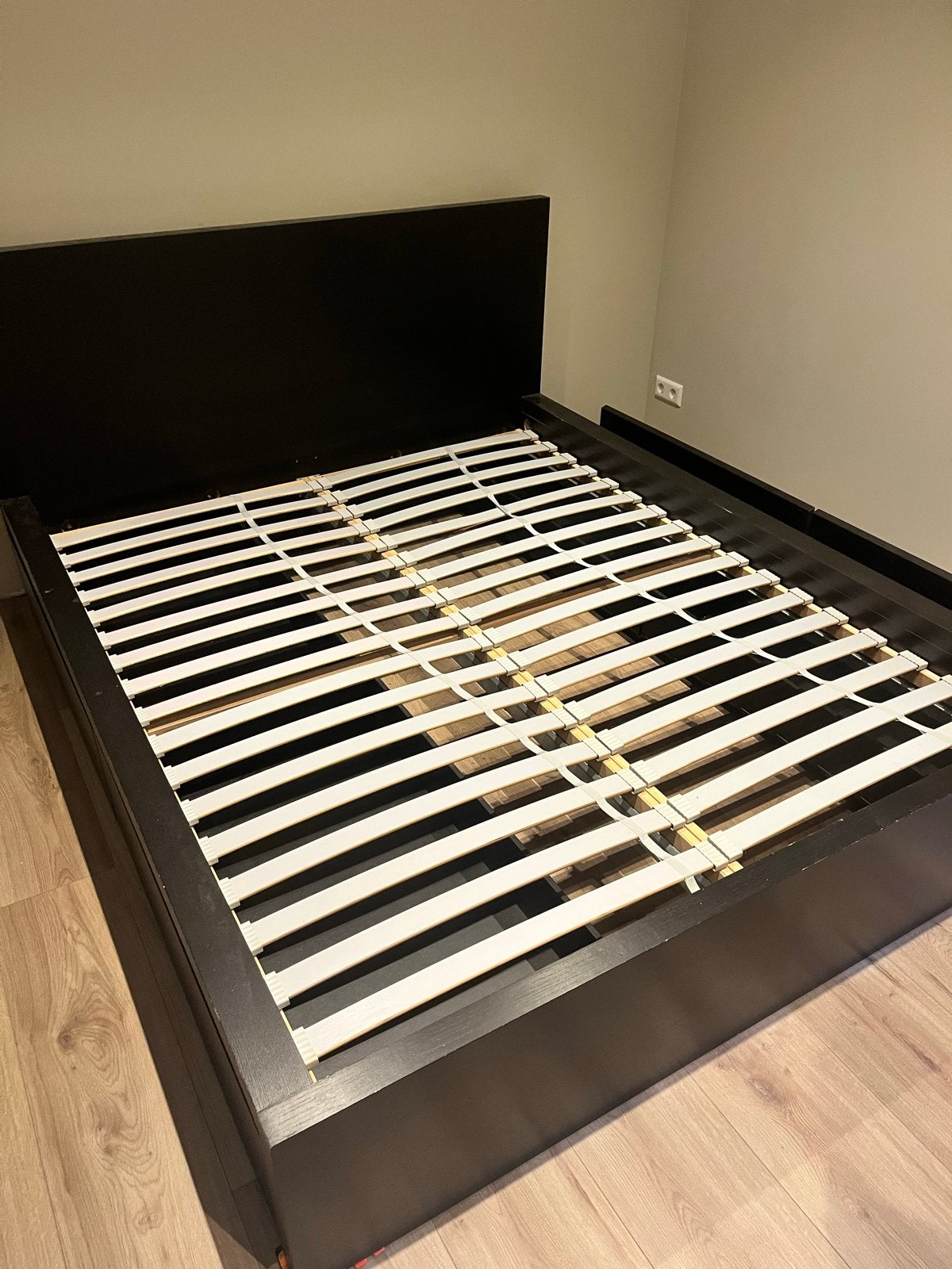 Tweepersoonsbed 180x200 cm met 4 lades en lattenbodems, Huis en Inrichting, Ophalen, Gebruikt, Zwart, Tweepersoons