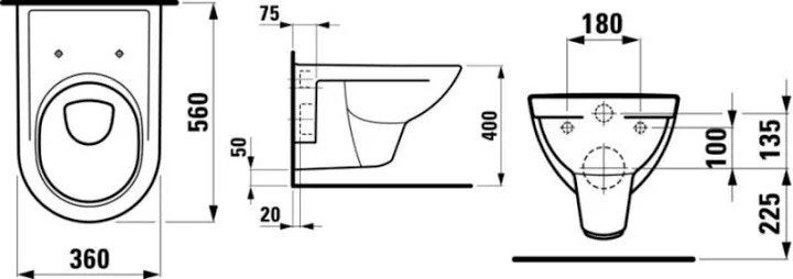 Laufen Hang/Wandtoilet Nieuw 20950 Glanzend Wit Keramiek, Ophalen, Nieuw, Steen, Toilet