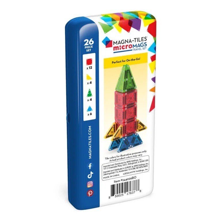 MAGNA-TILES microMAGS Travelset in blik 26 stuks - nieuw, Kinderen en Baby's, ., MAGNA-TILES, Nieuw, Ophalen of Verzenden