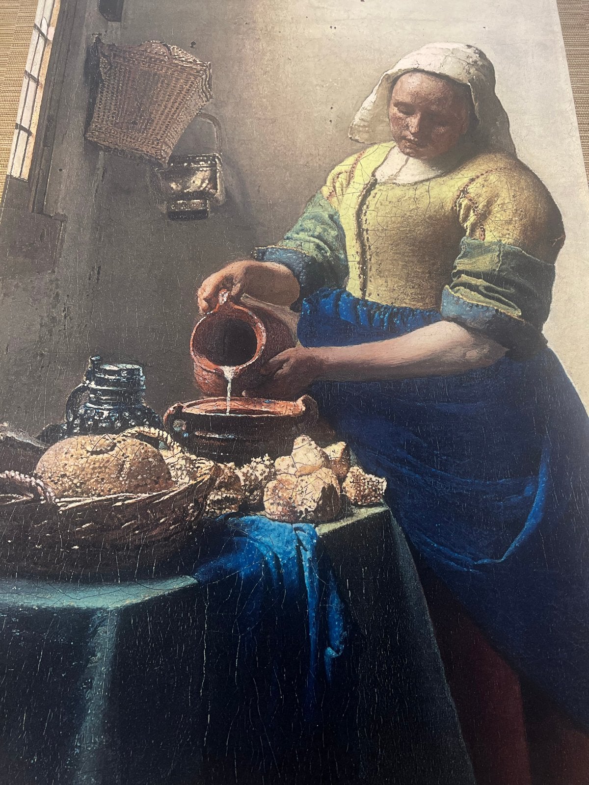 Prachtig velvet wandkleed van het Melkmeisje (83x110 cm), Meerkleurig, Nieuw, Klassiek, Ophalen of Verzenden