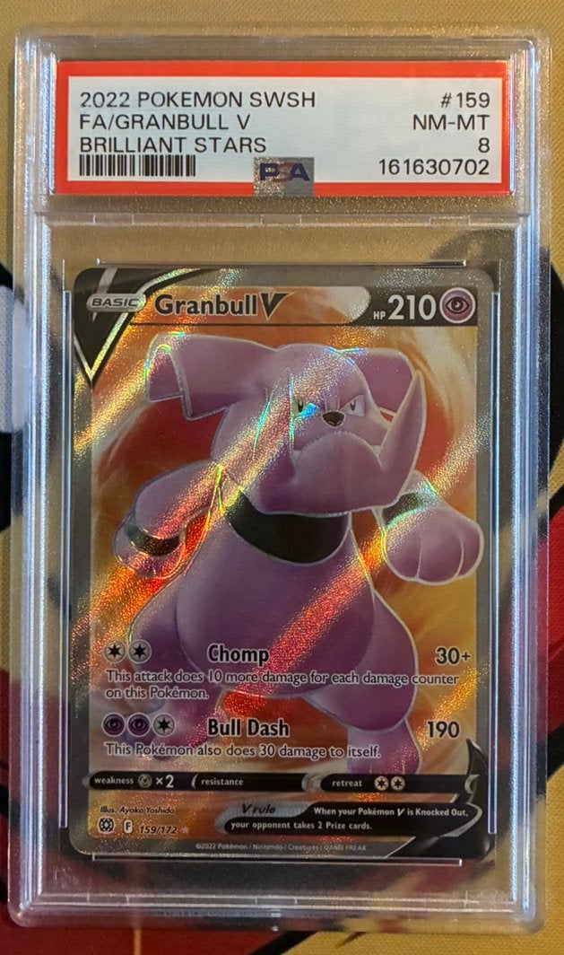 Granbull V 159/172 Brilliant Stars Full Art – PSA 8, Ophalen of Verzenden, Zo goed als nieuw, Losse kaart, Foil