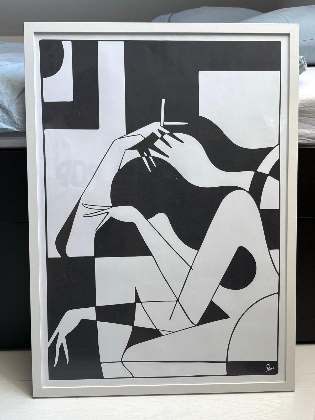 Piet Parra poster. Ceiling duty poster Black & white, Figuren, Papier/karton, Ophalen of Verzenden, Ingelijst