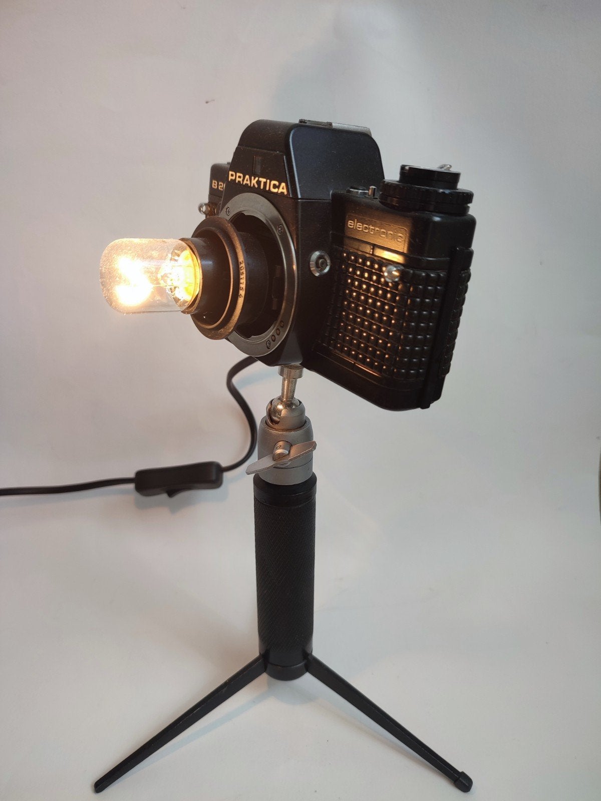 Vintage camera fototoestel Praktika lamp statief tafellamp, Ophalen of Verzenden, Vintage