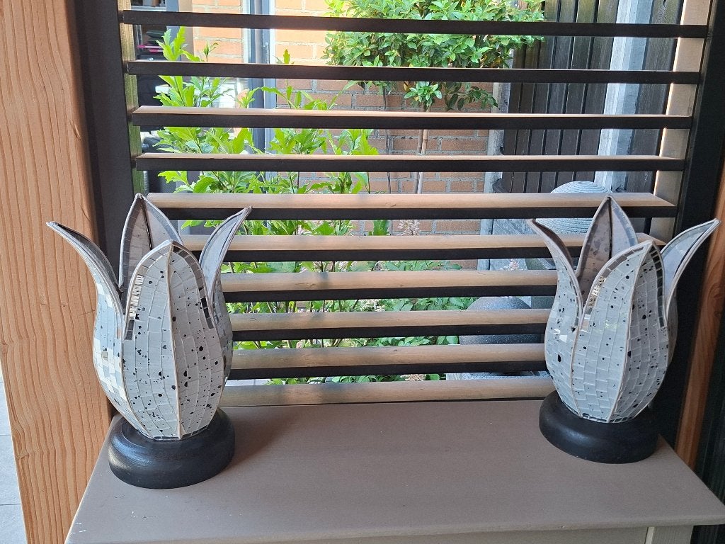 Tafellampen ingelegd met glas., Ophalen, Overige merken, Meerkleurig, E27 (groot)