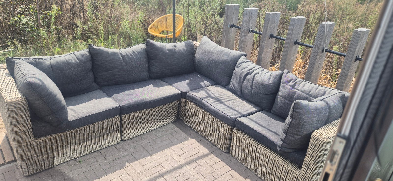 Bois le Duc Loungeset met Donkergrijze Kussens, Tuin en Terras, Tuinsets en Loungesets, Ophalen, Rotan, 6 zitplaatsen, Loungeset