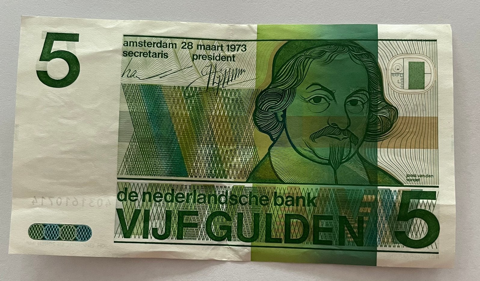 Nederland 5 gulden 1973 lichtgebruikte staat, Postzegels en Munten, Bankbiljetten | Nederland, Verzenden, 5 gulden, Los biljet