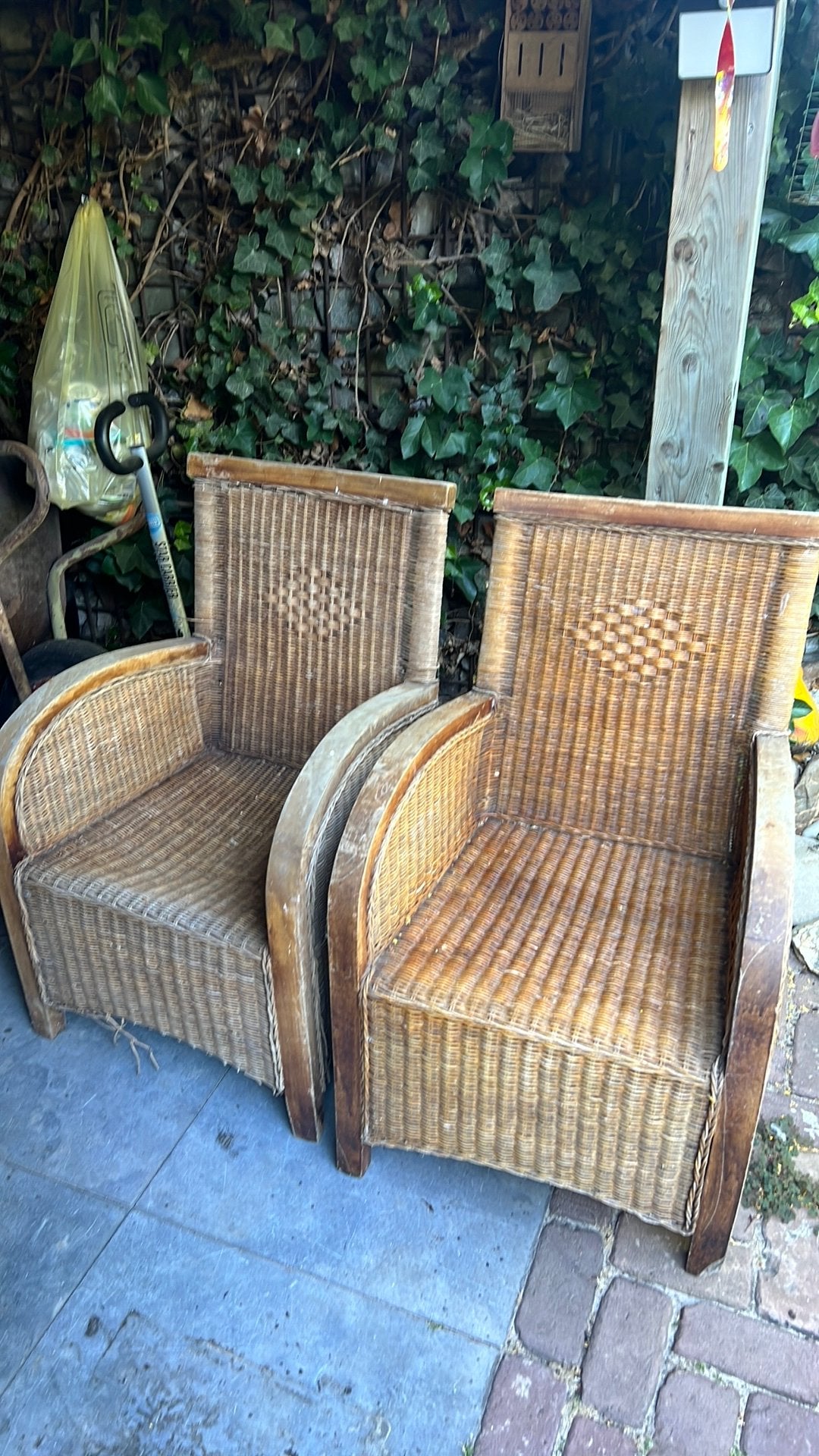 Rieten stoelen, Huis en Inrichting, Stoelen, Gebruikt, Twee, Riet of Rotan, Bruin, Ophalen of Verzenden