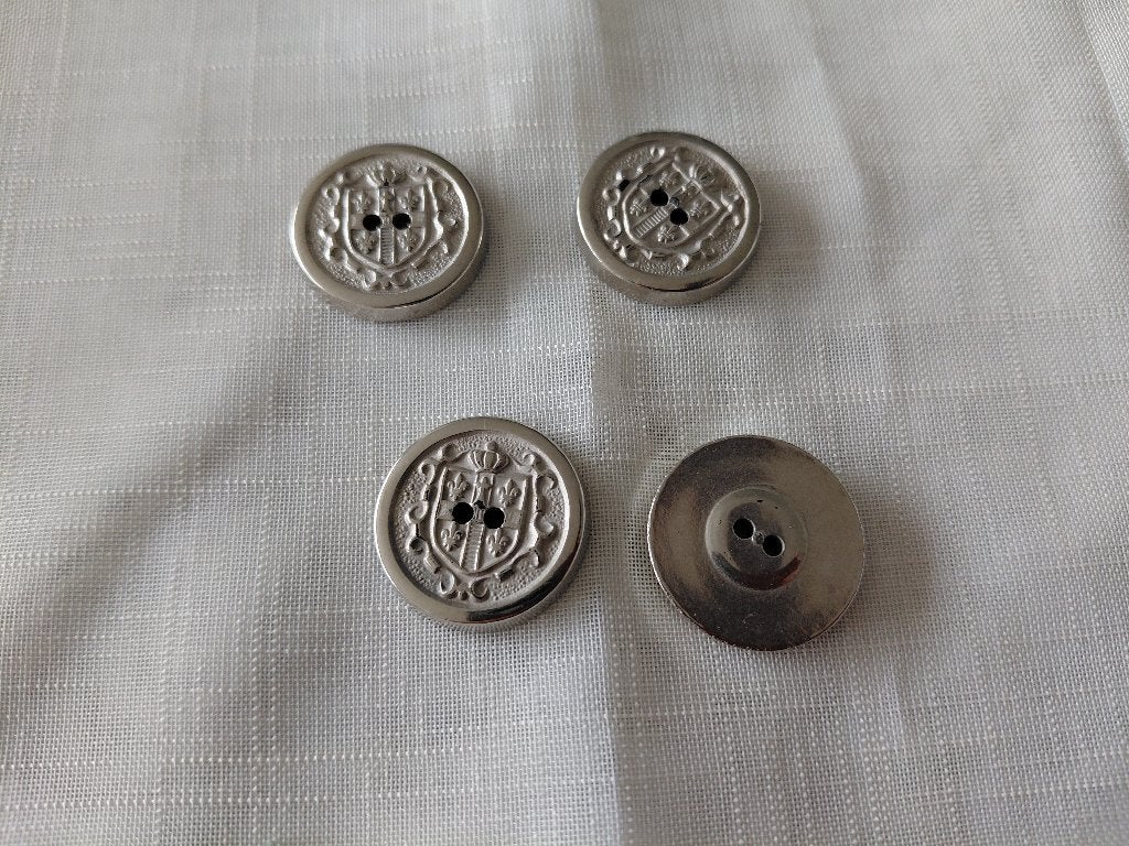 knoop, wapen, zilver kleur, ø 22 mm, 4 stuks, kunststof., Verzenden, Zo goed als nieuw, Knoop of Knopen