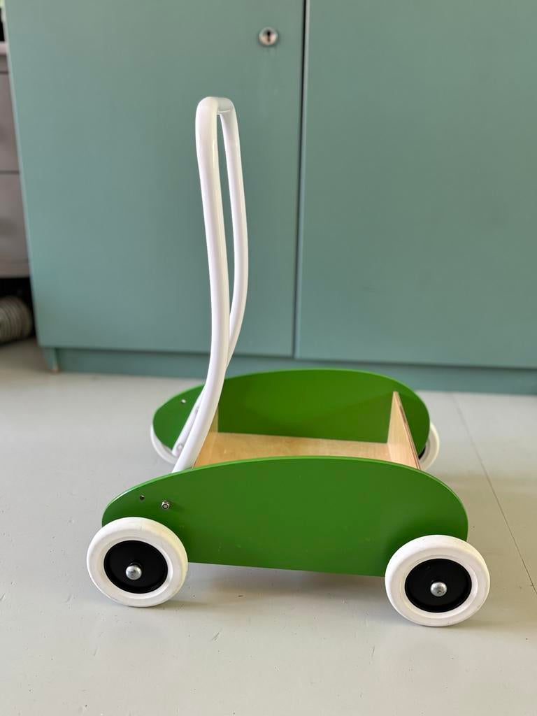 Ikea Houten loopwagen groen met wit handvat, Ophalen, Gebruikt, Duwvoertuig