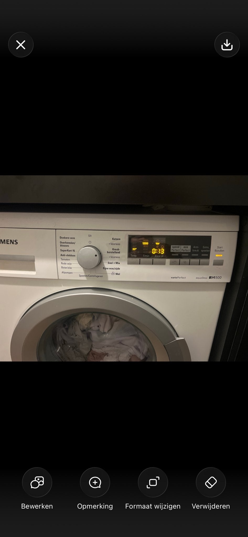 Siemens VarioPerfect iQ500 Wasmachine - Goede staat, Witgoed en Apparatuur, Ophalen, Gebruikt, Voorlader, Kort programma