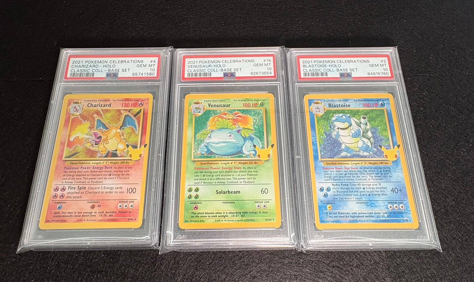 Charizard #4 & Venusaur #15 & Blastoise #2 Celebrations, Hobby en Vrije tijd, Ophalen of Verzenden, Zo goed als nieuw