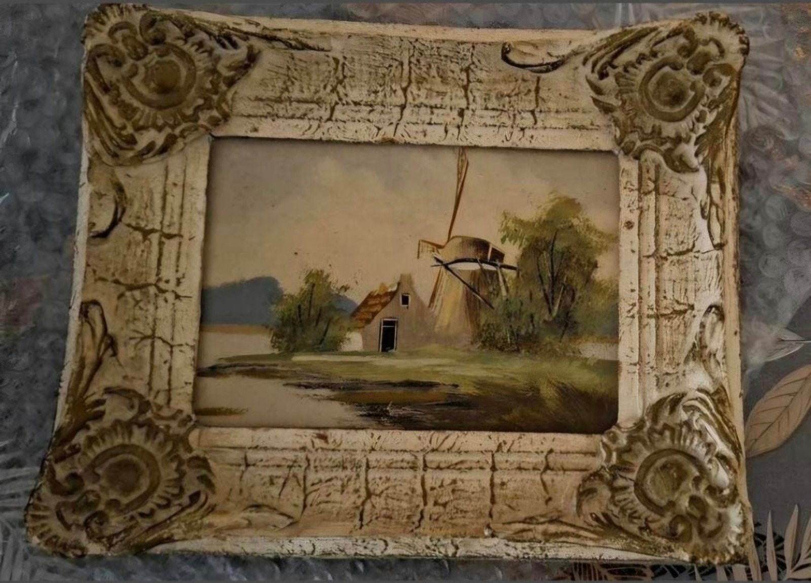Oud Hollands Landschap met Molen - Olieverf Schilderij, Antiek en Kunst, Ingelijst, Doek, Oud hollands, Ophalen of Verzenden