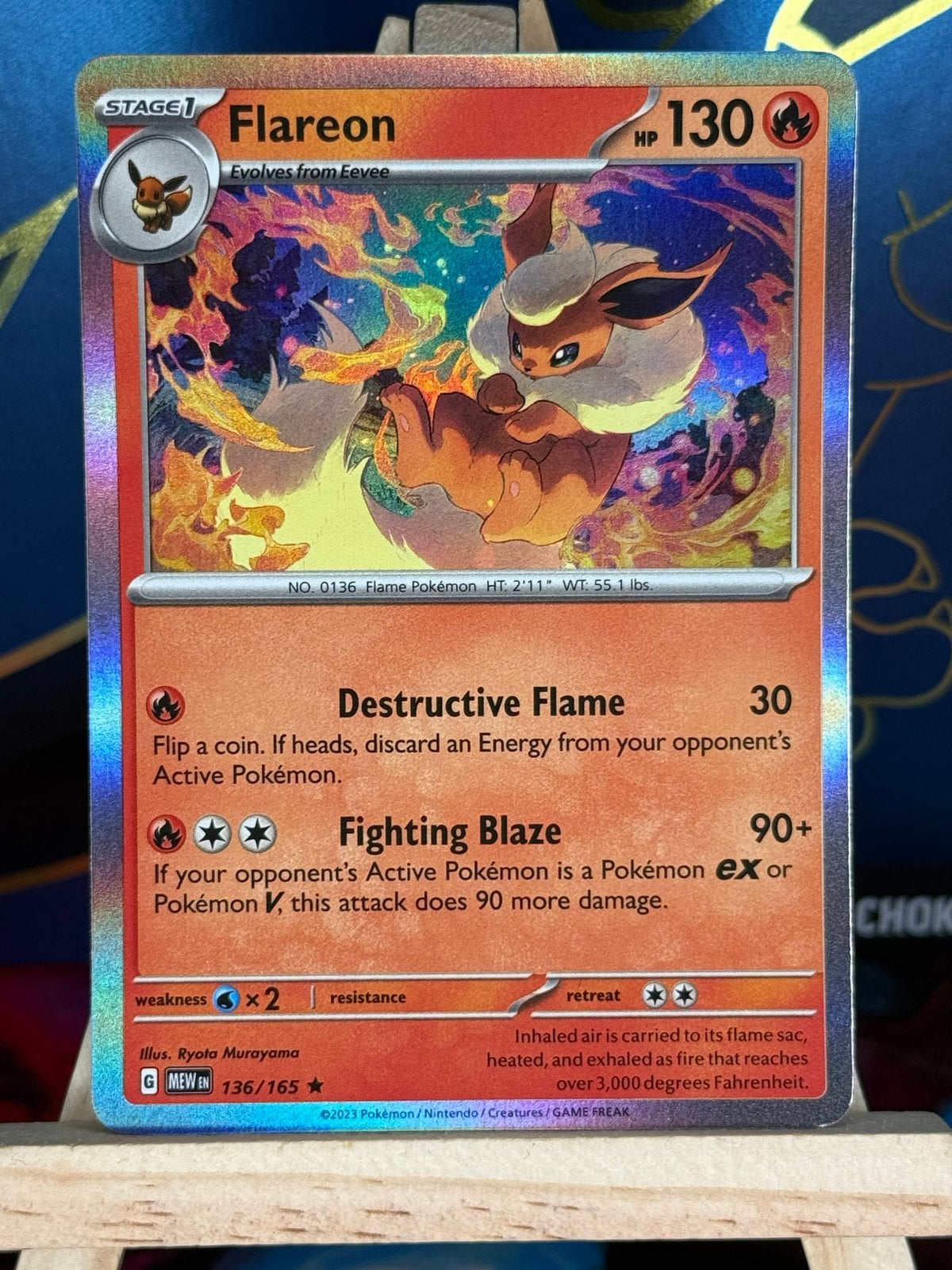Flareon #136 | Pokemon Scarlet & Violet 151, Ophalen of Verzenden, Zo goed als nieuw, Losse kaart, Foil