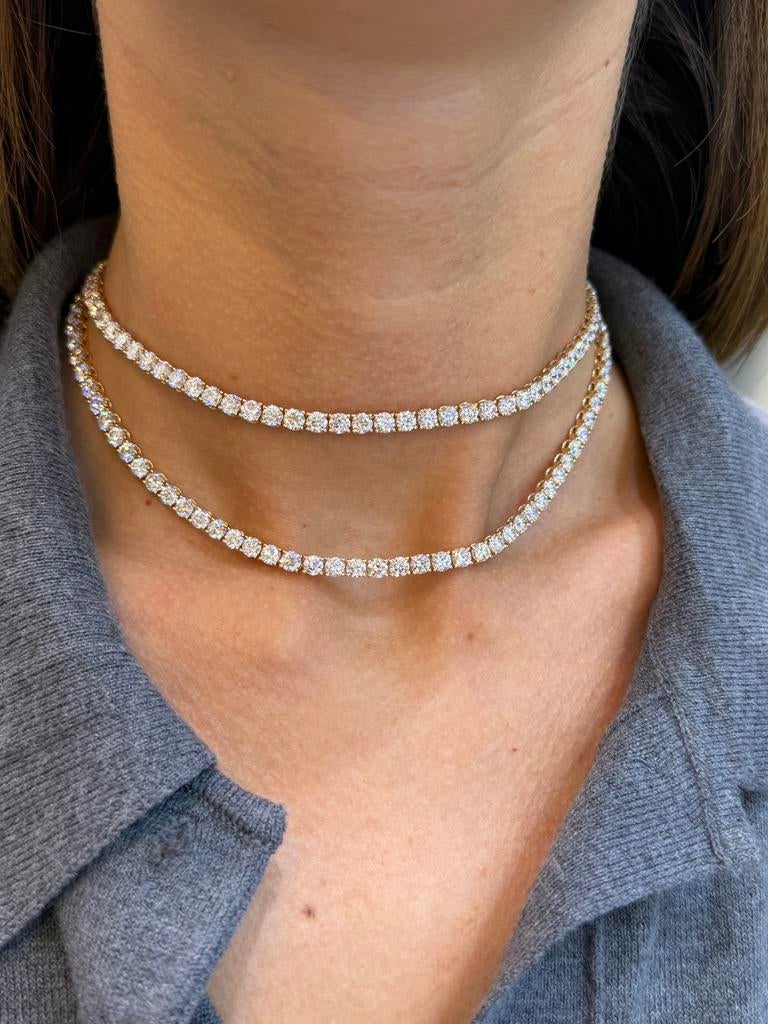 14KT Goud - Tennis Ketting -41CT LabDiamanten-Collier-Unisex, Sieraden, Tassen en Uiterlijk, Kettingen, Ophalen, Nieuw, Goud