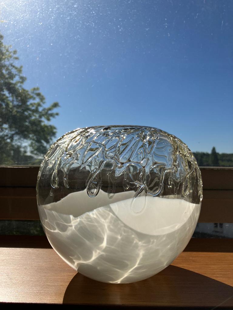 Vintage vaas handgeblazen glas Italiaans Murano, Huis en Inrichting, Woonaccessoires | Vazen, Gebruikt, Wit, Ophalen of Verzenden