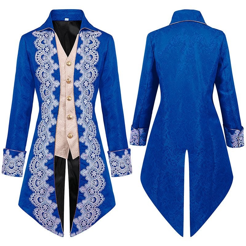Blauwe heren steampunk jas / victoriaanse middeleeuwse, Verzenden, Nieuw, Overige maten, Kleding