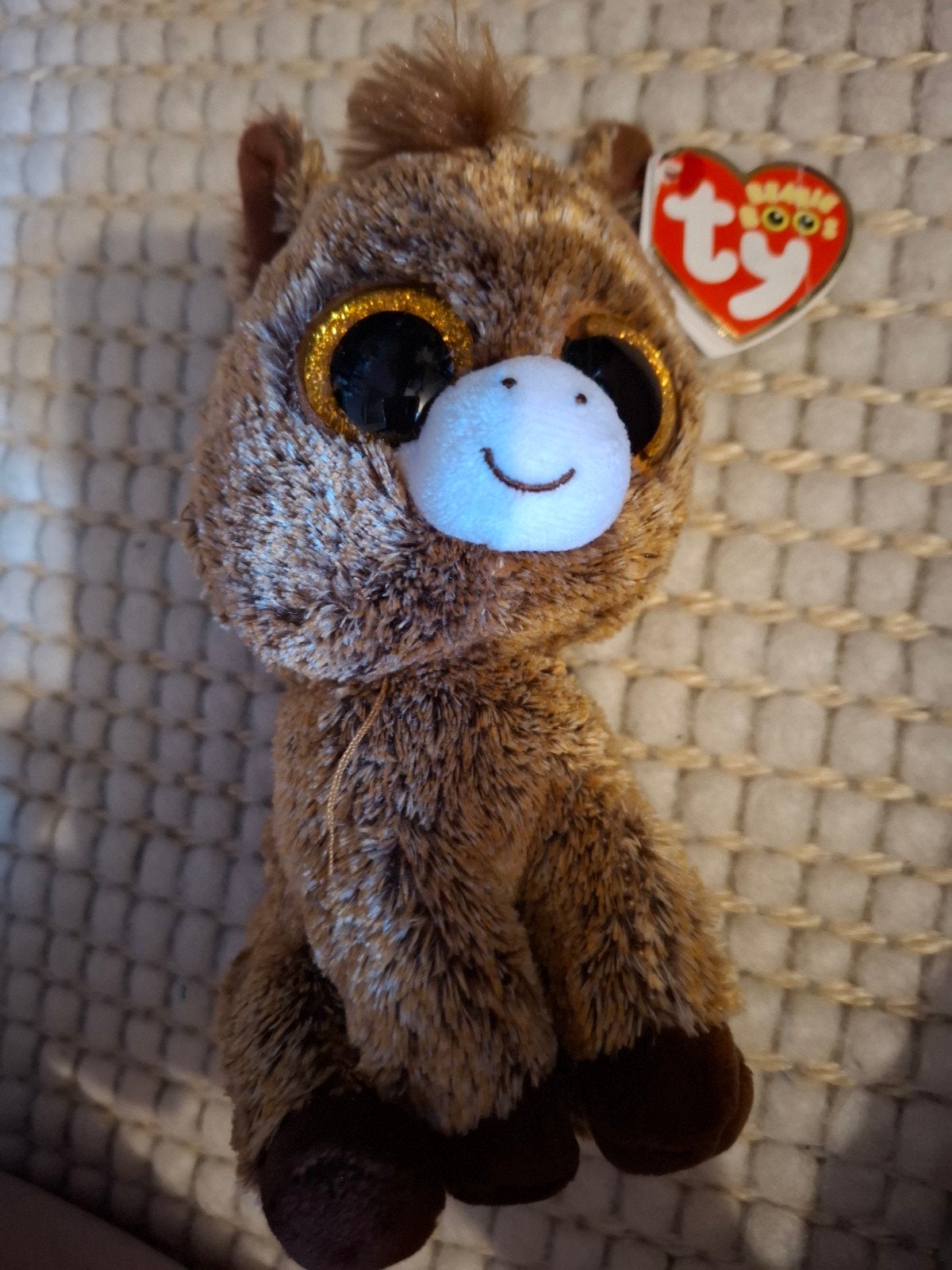 Ty Beanie Boo paardje bruin met glitterogen, Paard, Gebruikt, Ophalen of Verzenden, Met label