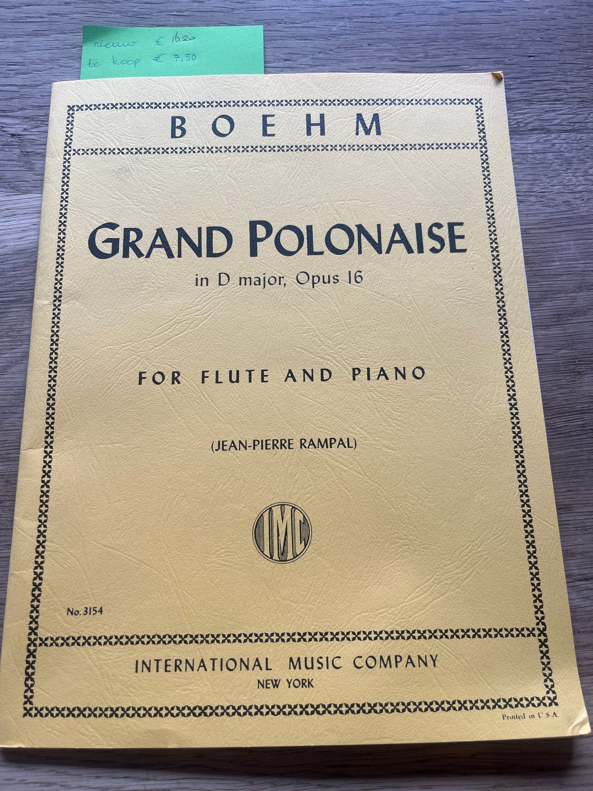 Boehm Grand Polonaise voor Fluit en Piano (Jean-Pierre Rampa, Klassiek, Dwarsfluit of Piccolo, Ophalen of Verzenden, Zo goed als nieuw
