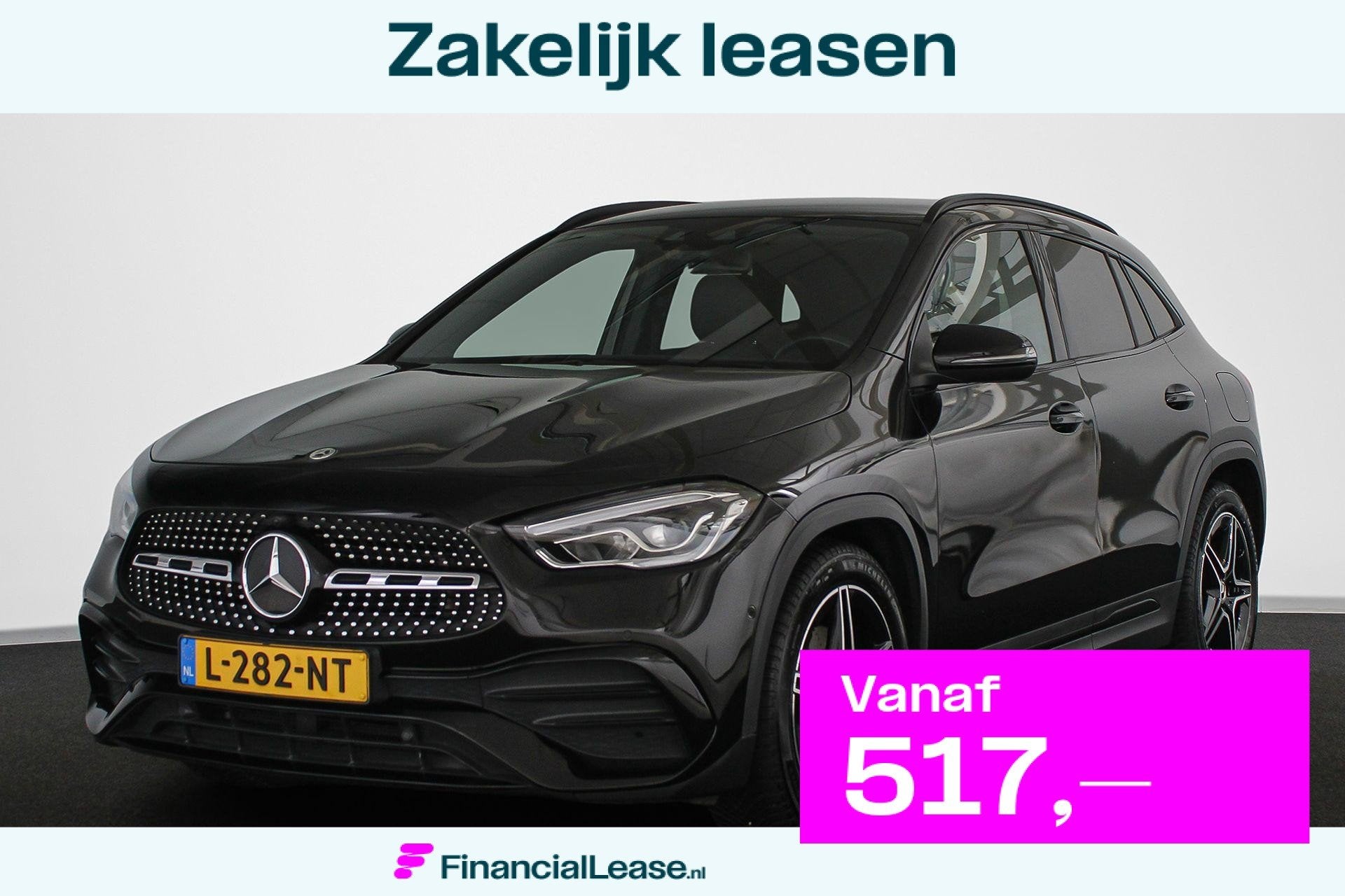 Mercedes-Benz GLA-klasse 180 Business Solution AMG Widescree, Gebruikt, 4 cilinders, Leder en Stof, Zwart