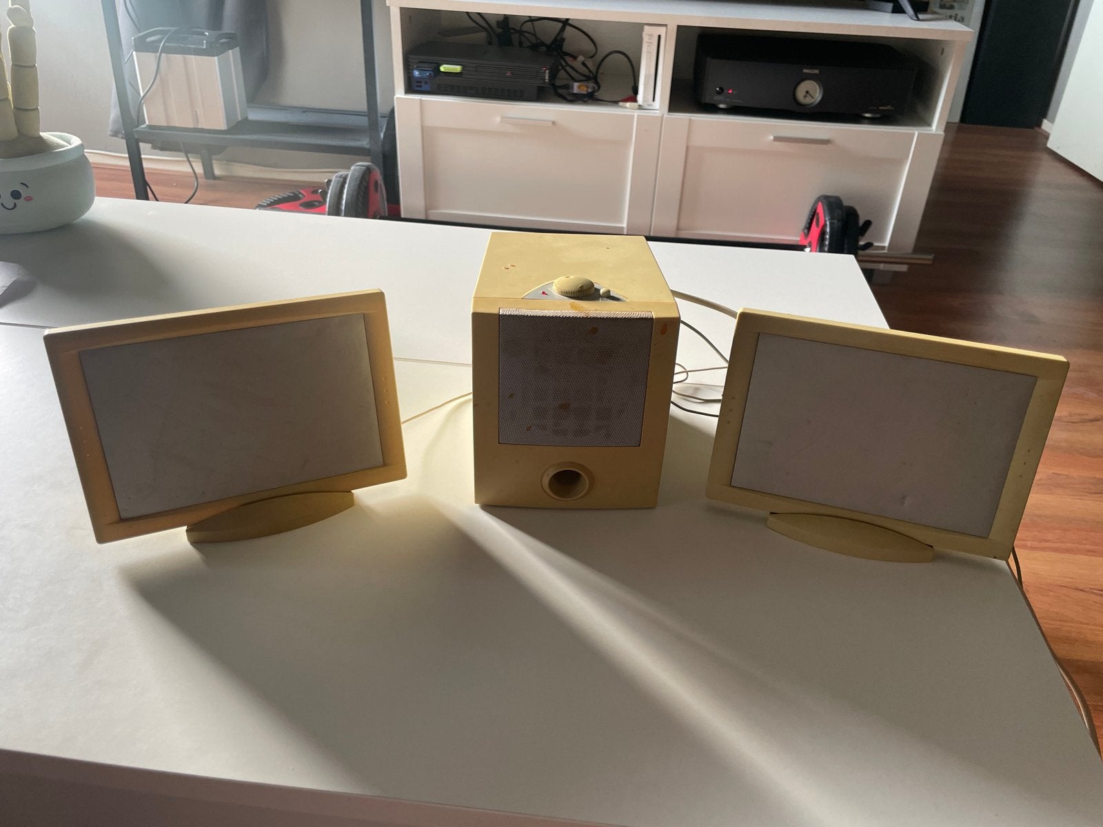 Vintage Flat Speaker Set - Unieke Computer Speakers, Audio, Tv en Foto, Luidsprekers, Overige merken, Gebruikt, Overige typen