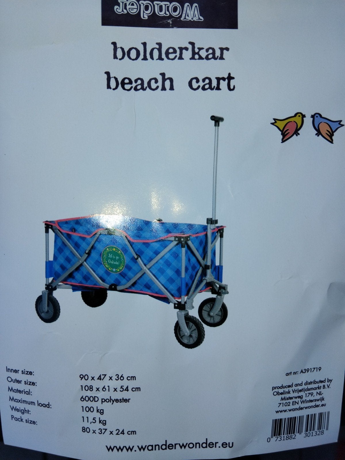 Opvouwbare bolderkar - Ideaal voor strand en uitjes, Ophalen