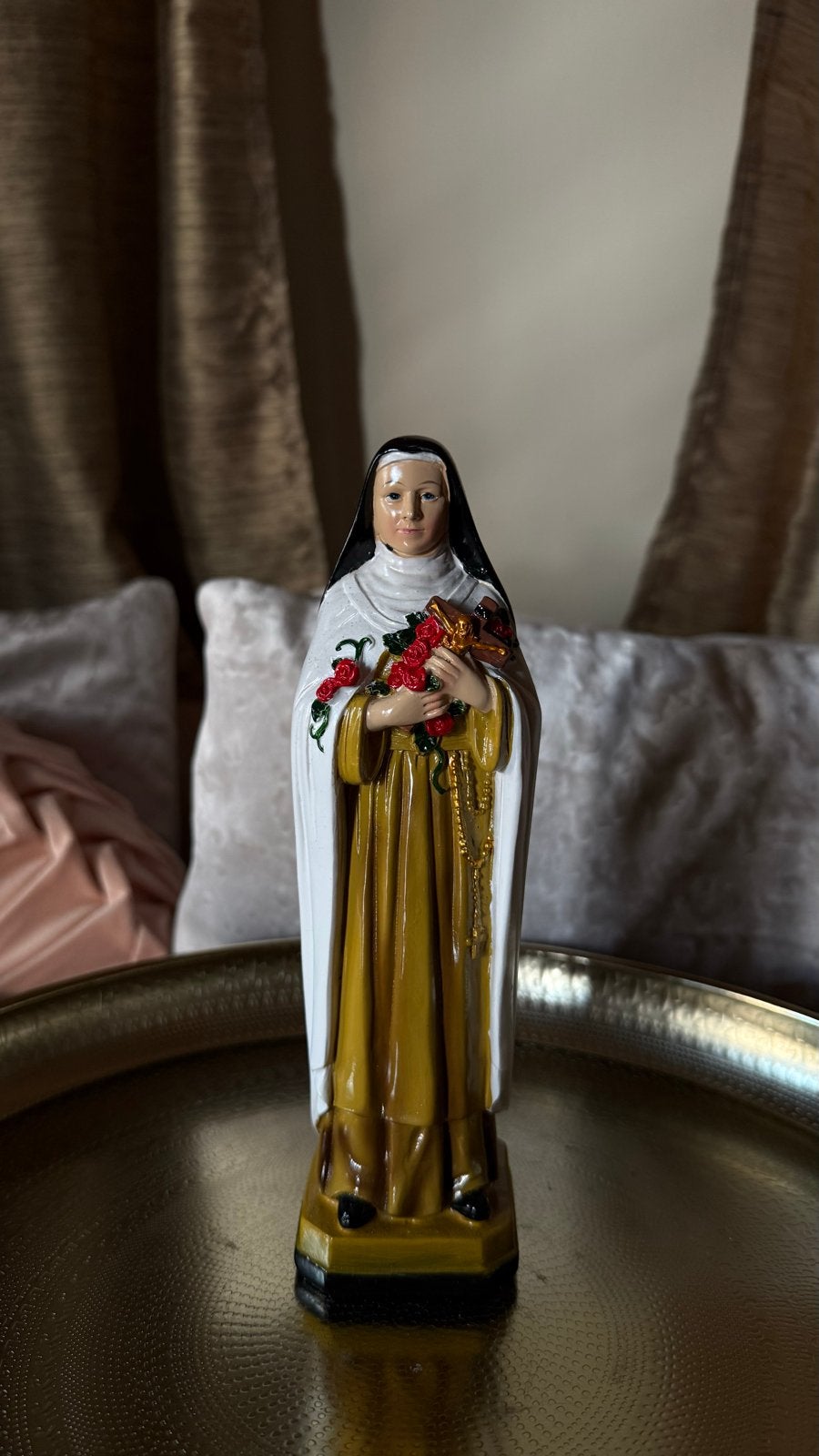 Handgeschilderd St. Theresia Beeld - Hars - 21 cm, Antiek en Kunst, Ophalen of Verzenden