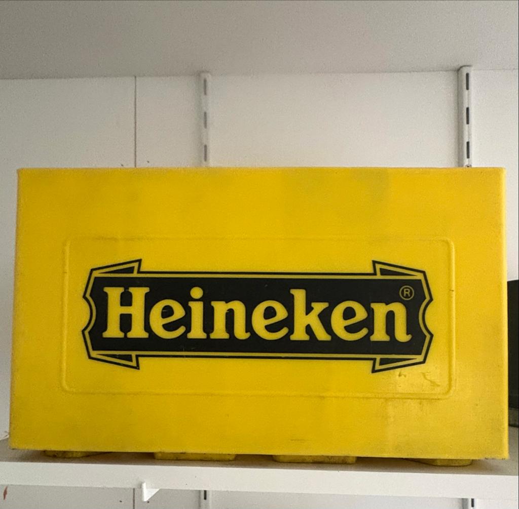 Vintage Heineken bierkrat - Geel, Verzamelen, Ophalen, Gebruikt, Overige typen, Heineken