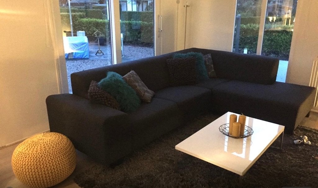 Prachtige antracietkleurige hoekbank Max. 294/187, Ophalen, 250 tot 300 cm, Hoekbank, Zo goed als nieuw