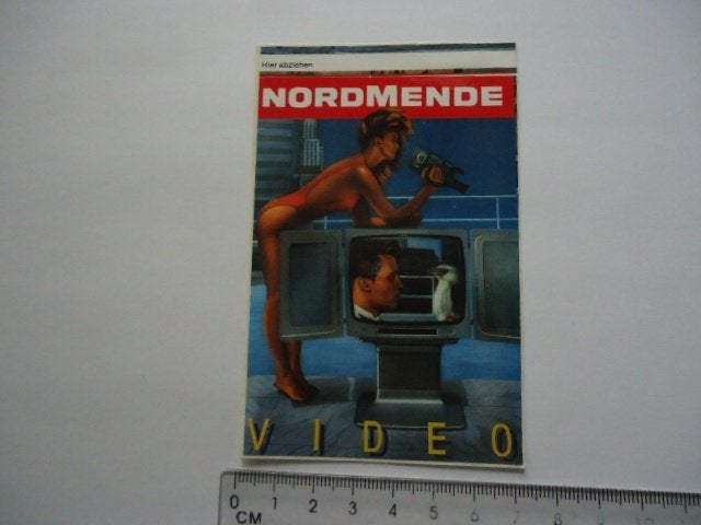 sticker oud Nordmende video film strip pinup pop art pin up, Verzenden, Zo goed als nieuw, Bedrijf of Vereniging