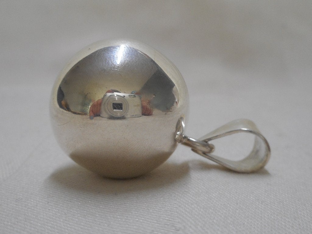 Zilveren grote tingelbol hanger (Engelenroeper) nr.653