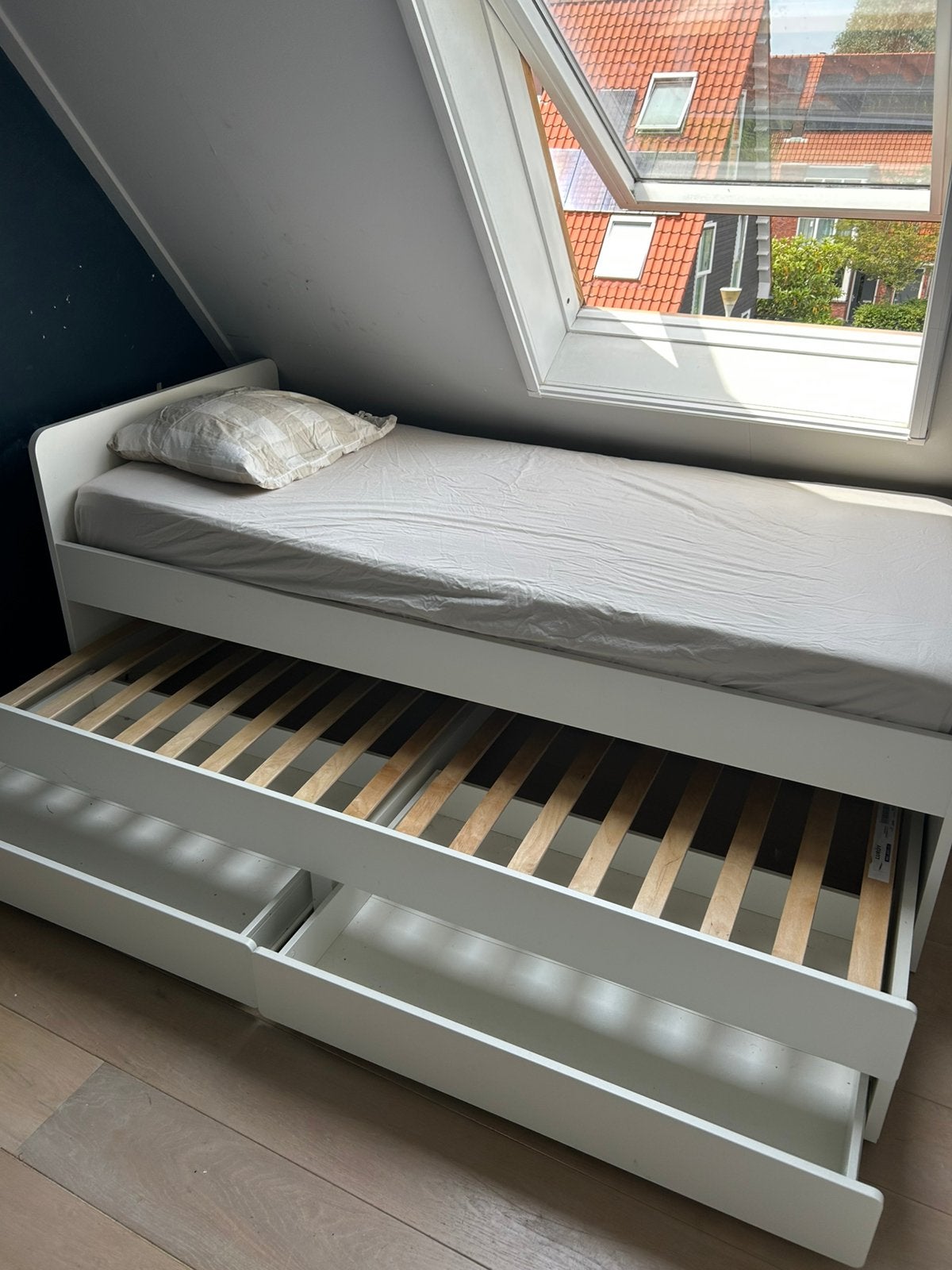 SLÄKT bed Ikea, Ophalen, 90 cm, Eenpersoons, Wit