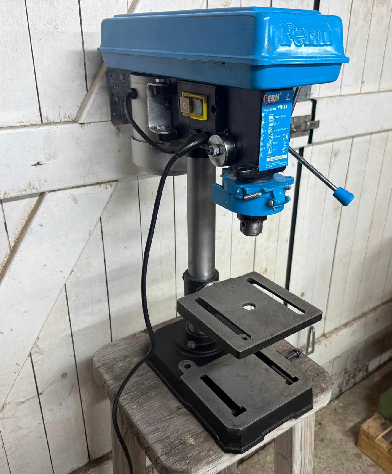 FERM FTB-13 kolomboormachine, Ophalen, Variabele snelheid, Zo goed als nieuw, Minder dan 400 watt